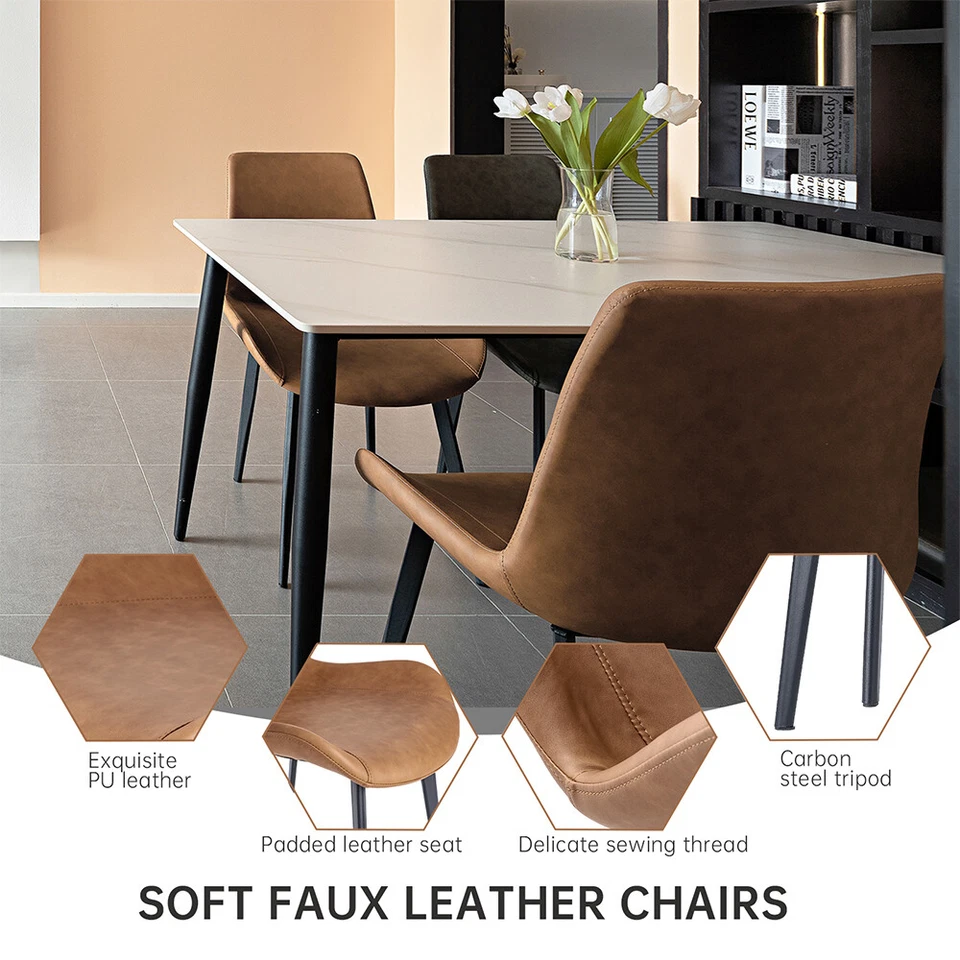 JIEXI 35'' Modern Coffee Wooden Dining Round Table and Chair Set w/ Metal Leg - Image 4 of 4