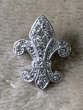 Vintage Sterling Silver Fleur De Lis Brooch Pin pendant signed 1" tall 3.8 Grams