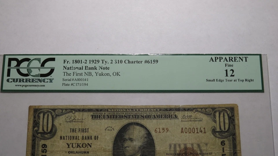 $10 1929 Yukon Oklahoma OK National Currency Bank Note Bill Ch. #6159 F12 PCGS - Image 3 of 4