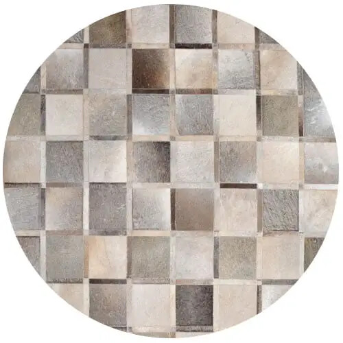 Round leather carpet, cow hide rugs large, leather rug handmade, cow