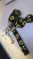 Custom Fabric Wristlet Key Fob key chain With charms . Personalized 