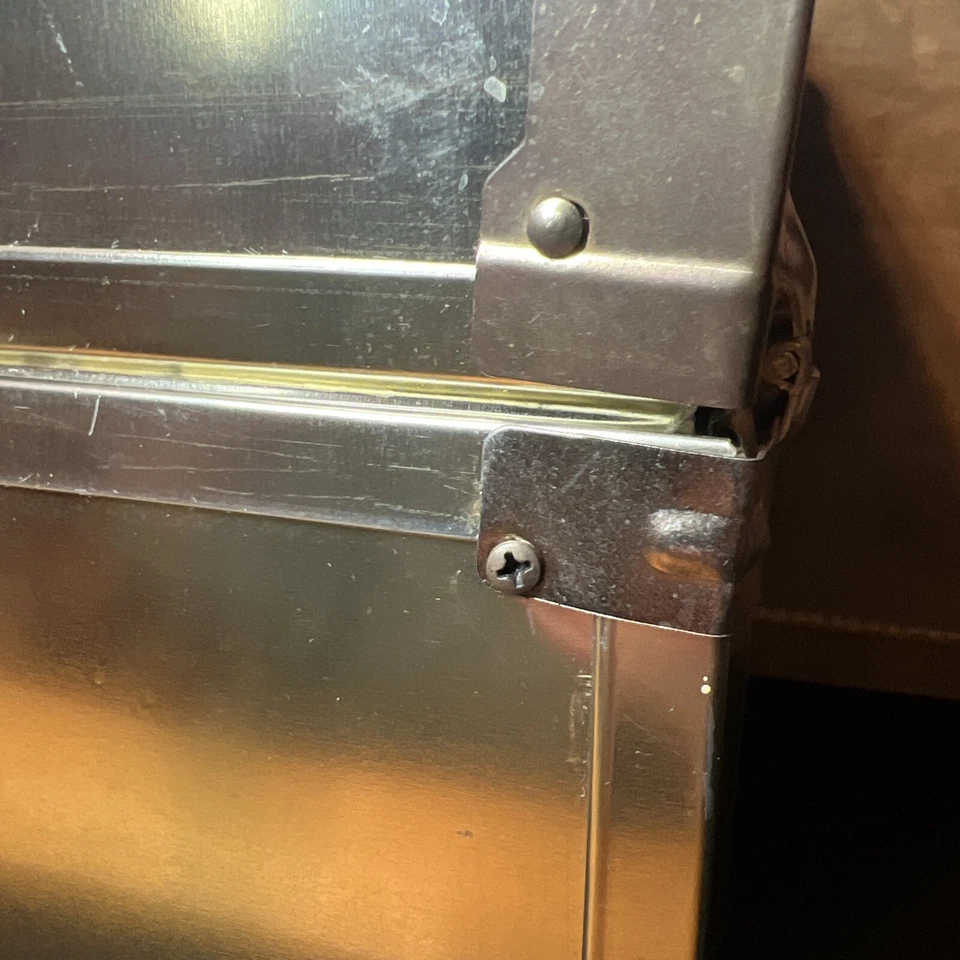 Vintage MCM Gold Metal Trunk Chest Storage Box Case Hollywood Regency Steampunk - Image 3 of 4