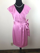  J Crew Size 4 Petite Women's Pink V Neck Sash Party Sleeveless Dress NWT