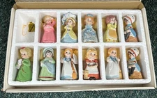 SET of 11 JASCO Adorabelles Hand Painted Porcelain Figurine Bells 1978 Christmas