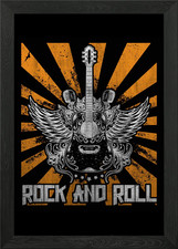 Guitar Wings Guitarist Framed Wall Art Poster Canvas Print Picture