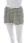 Kule Women Sweat Shorts Beige Striped 100% Cotton Pull On Nautical Size XS — photo 2