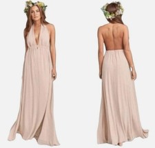 Show Me Your Mumu Luna Halter Backless Dusty Blush Deep V Neck Dress Size XXS