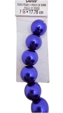 Lapis Blue Glass Pearl Beads Darice 12mm 1 Strand