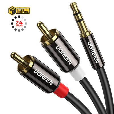 UGREEN 3.5mm to RCA Cable, 3.3FT Male Aux Audio Adapter 3.3FT, Black