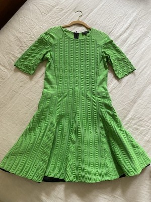 RAG & BONE Vibrant Green Niki Jersey Fit Crew Neck Mini Dress Sz 10 Lined