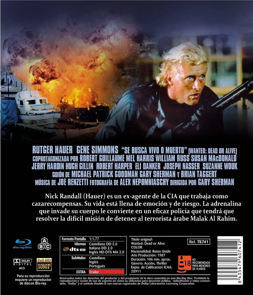 Wanted: Dead or Alive - BLU RAY DISC - Rutger Hauer - - Image 2 of 2