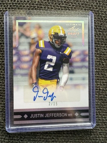 2020 Leaf Ultimate Draft Justin Jefferson Rookie Auto Minnesota Vikings LSU 2/15