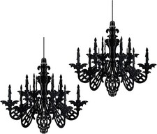 2 Pack Halloween Haunted House Hanging Decoration 14 Inch Glitter Chandelier