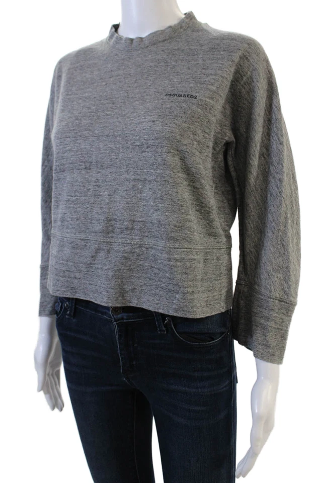 Camiseta Pullover Gris Manga Larga Cuello Redondo Algodón Mujer Dsquared2 Talla XS Foto 3 de 4