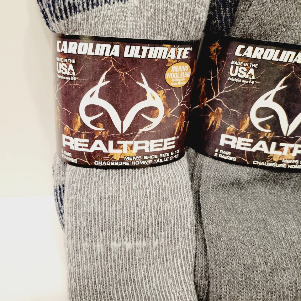Realtree Ultimate Mens 4 Pari Socks All Season USA Wool Blend Sz 9-13 - Image 2 of 4