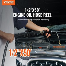 New Fuel Hose Reel, 1/2" x 50', Extra Long Retractable Machine Oil Hose Reel,