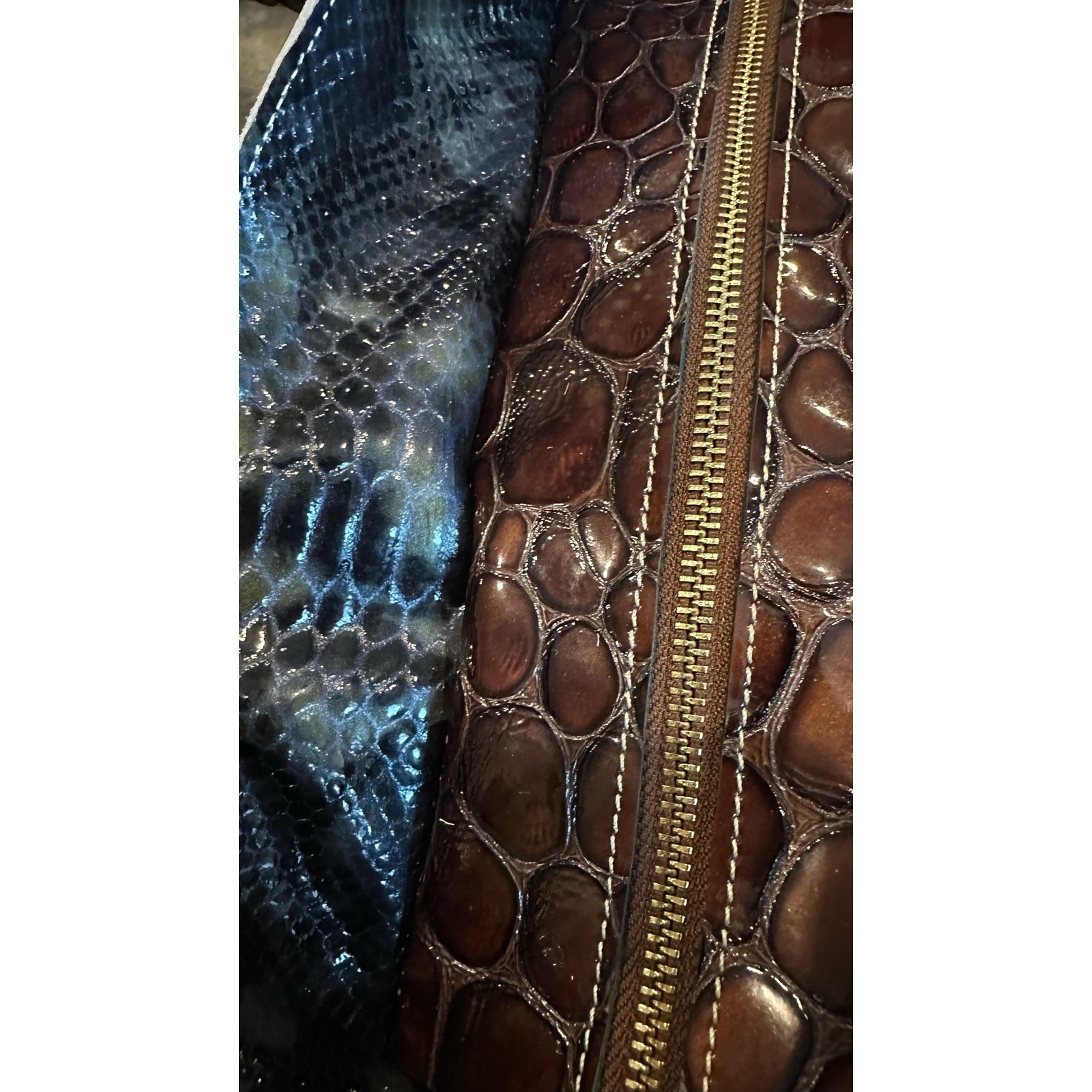 Vintage Leather Snake Blocks Patchwork Handbag Sa… - image 10