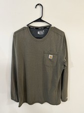 Carhartt Men's Force Long Sleeve T-Shirt Size Medium Green Relaxed Fit Pocket