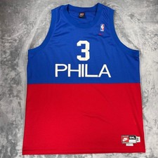 Vintage Nike Allen Iverson Philadelphia 76ers Jersey 3XL Blue Red Phila 3 NBA