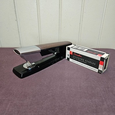 Vintage Swingline 333 Deluxe Stapler Walnut Finish USA w/Full Box of Staples