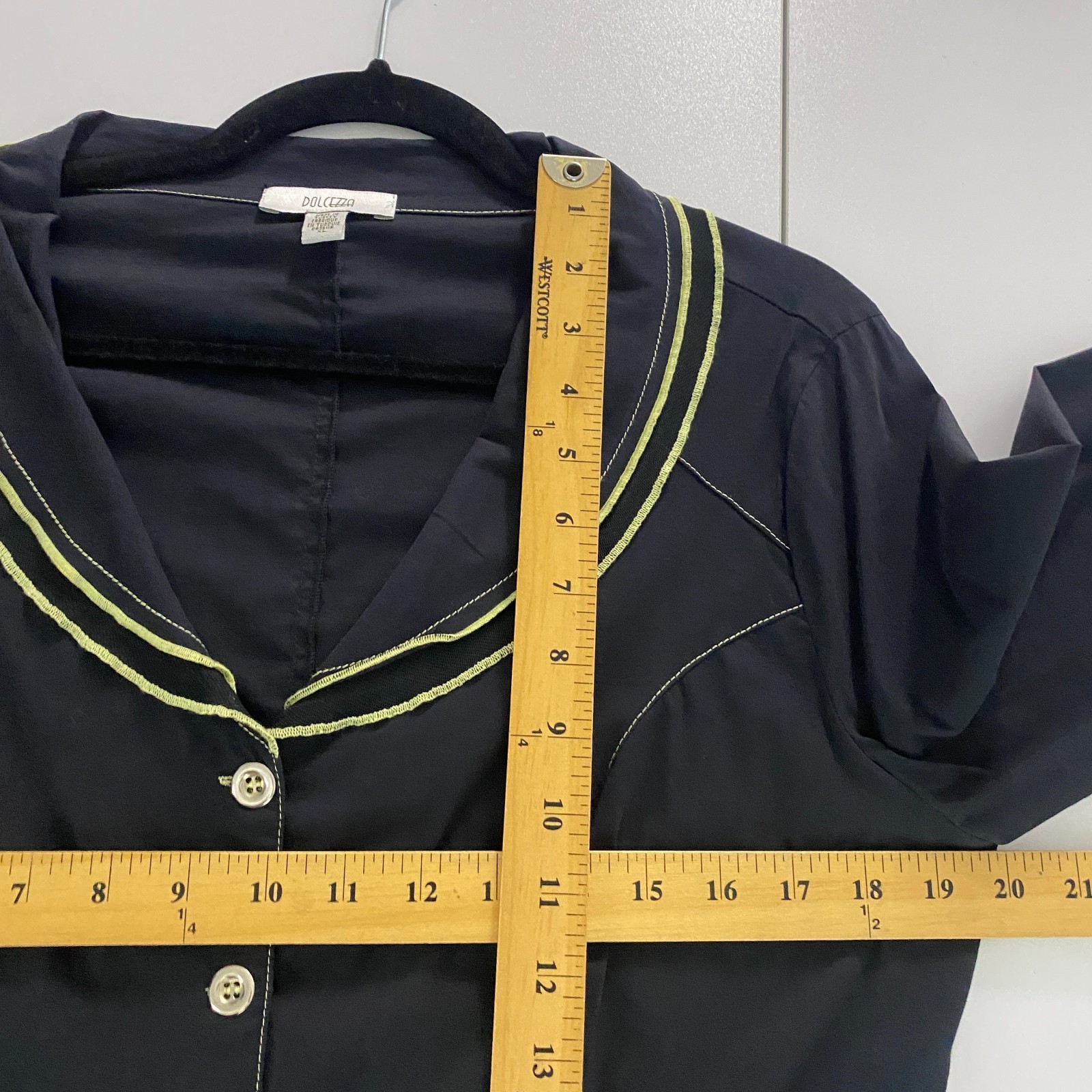 Dolcezza Jacket Size XL Button Front Pockets Blac… - image 8