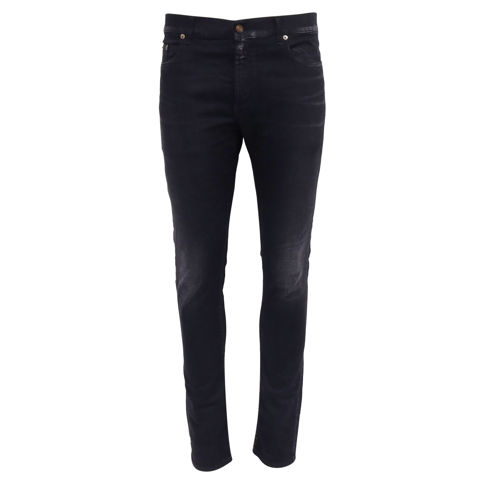 Jeans Saint Laurent slim fit in denim uomo nero taglia 33