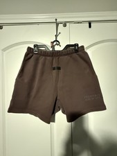 Essentials Fear of God Sweat Shorts Brown Men's Logo Elastic Waist