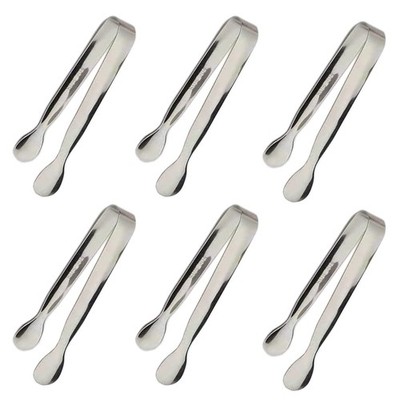 Sunenlyst Mini Stainless Steel Ice Tongs Set 6 Pieces Serving Tools