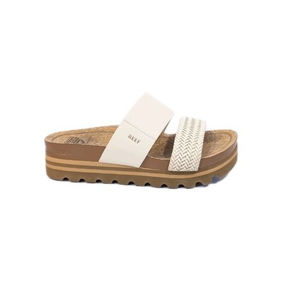 Reef Cushion Vista Hi Platform Sandals 5 Women Slide Faux Leather Chunky Shoes
