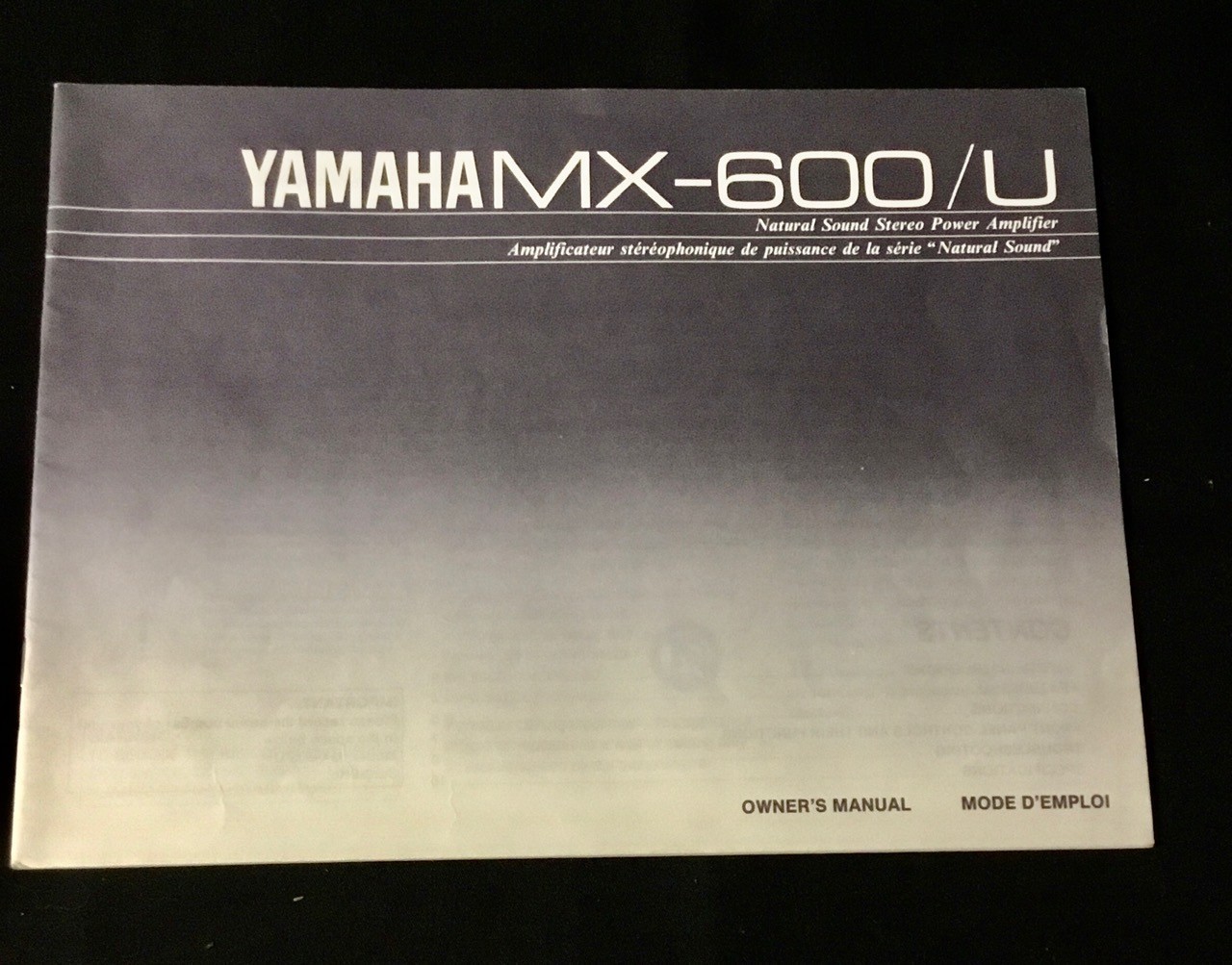 YAMAHA MX-600/U Stereo Power Amplifier Original Owner's Manual