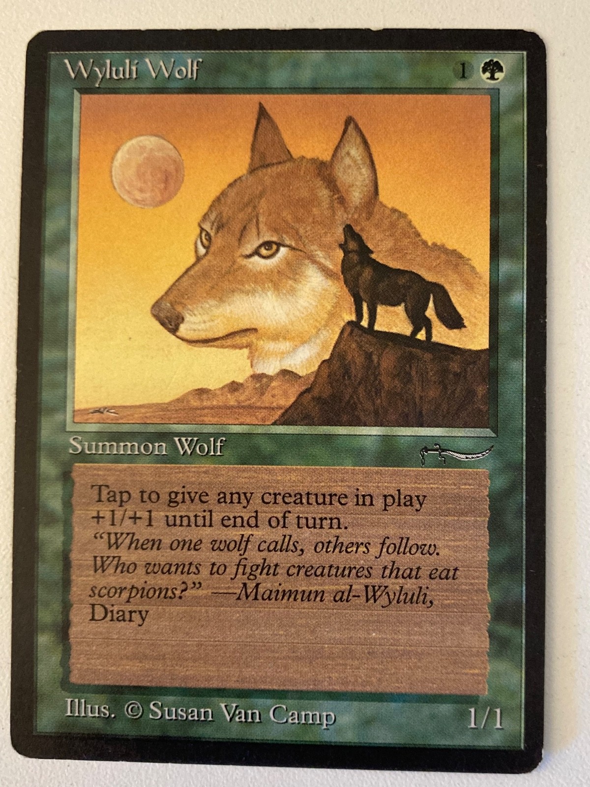 Magic the Gathering MTG Arabian Nights Wyluli Wolf Dark MP  (Beta Bob)