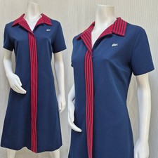 Vintage 1960’s Chemise LACOSTE Blue Knit Dress Alligator - Size L