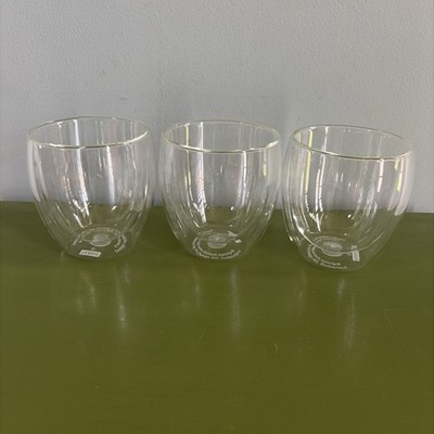 Set of 3 Bodum Pavina Glass Double-Wall Insulated Glasses Clear 8oz Each Clear