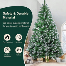 7FT Artificial Christmas Tree PVC Branches Folding Metal Stand Unlit
