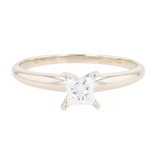 .51ct Princess Cut Diamond Solitaire Engagement Ring 14k White Gold Size 9