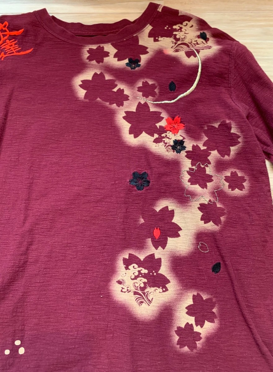 Japanese cut sew Embroidered pullover Wagara Kanji Nippon Mens XL Free shipping View 4
