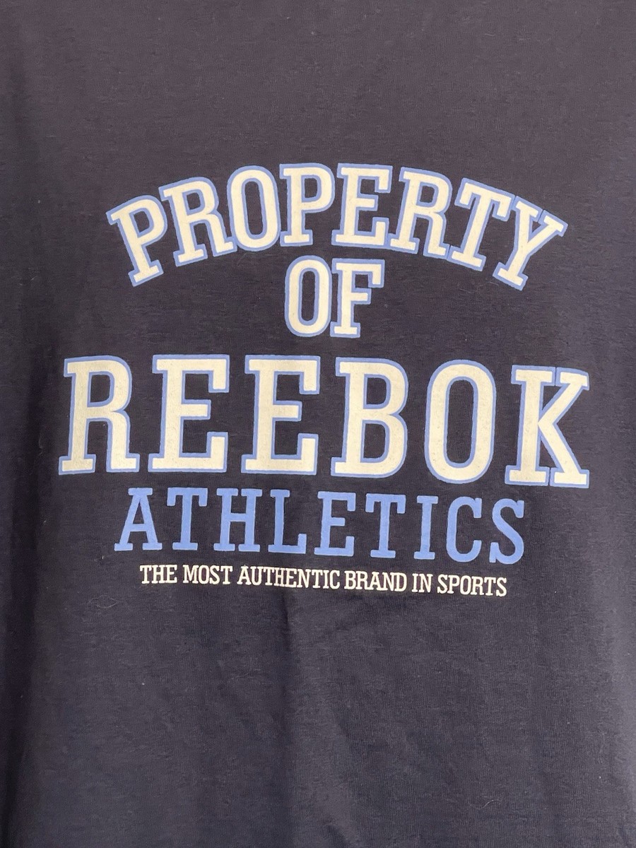 Property Of Reebok Athletics Blue Short Sleeve Shirt 100% Cotton