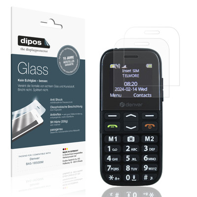 2x Schutzfolie für Denver BAS-18500M matt - Anti-Shock 9H Folie dipos Glass