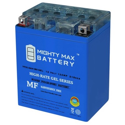 Mighty Max YTX14AH-BS GEL 12V 12AH Battery Replaces YTX14AHBS AGM Motorcycle
