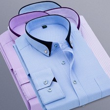 Men's Dress Shirts Long Sleeves Button Down Formal Business Casual Shirts Tops