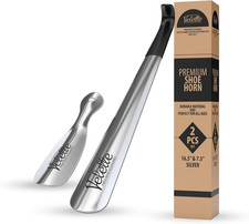 Metal Shoe Horn Long Handle for Seniors - Stainless Steel 2 Pack