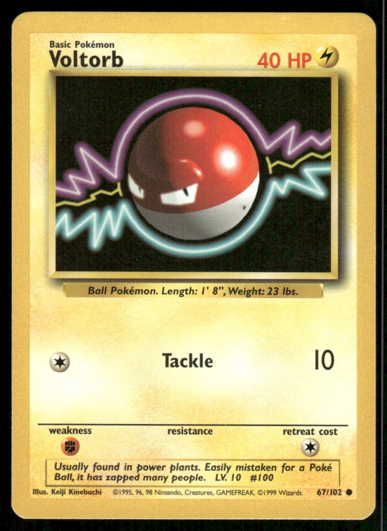 Voltorb 1999 Base Set Unlimited WOTC Vintage Pokemon Card 67/102 (LP)
