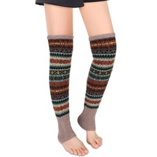 Leg Warmers for Women Girls Wool Knit Leg Warmer for 1 Pack-light Tan Pattern
