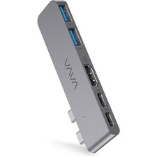 5-in-2 USB C Hub Versatile Port, Dual-Monitor Adapter For MacBook Air and Pro