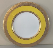 Rare Antique Royal Worcester Yellow, Gold Encrusted Salad Plate GUC 12 Available