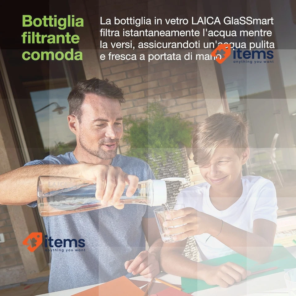 Garrafa de filtro de vidro Laica Bk31A Glassmart, 3 filtros de disco rápidos incluídos - Imagem 3 de 4