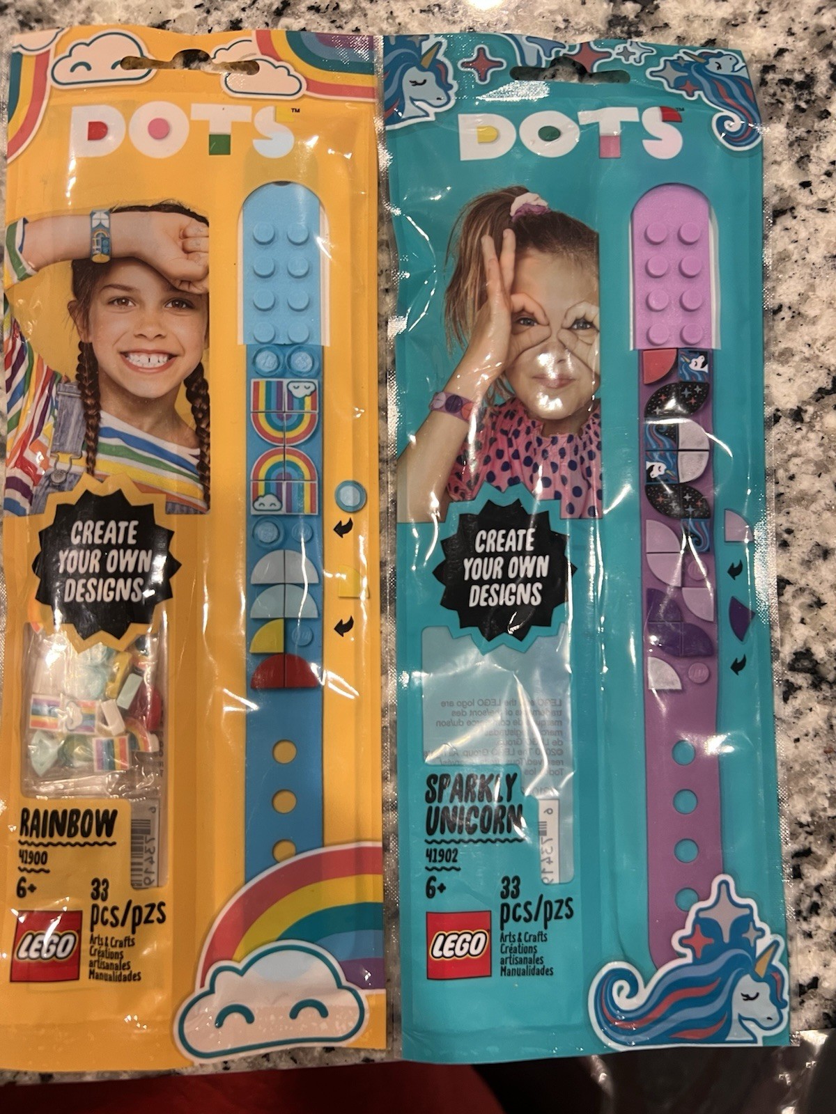 2 PCS - LEGO Dots Bracelets - Rainbow & Sparkly Unicorn - Create Your Own Design