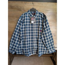 Forge FR Shirt Mens 2XL Blue Plaid Flame Resistant Work Wear Button Down Collar