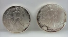 2002 American Silver Eagle Lot of 2 • 1 oz .999 Silver Coins w/ Rim Toning