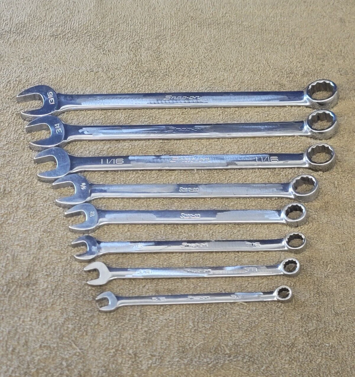 Snap on OEX Combination Wrench Set Sae 13 16 3 4 11 16 5 8 1 2 7 16 3 8 5 16